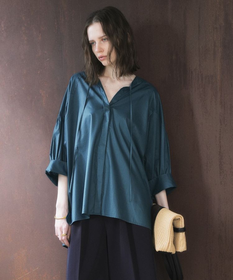 YECCA VECCA「【ORGABITS】5分袖スキッパーシャツ」|シャツ・ブラウス|Blue Green