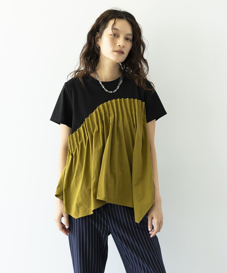 GARAGE OF GOOD CLOTHING「異素材タックカットソー」|Tシャツ・カットソー|Black