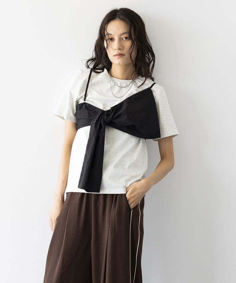 GARAGE OF GOOD CLOTHING「リボンキャミレイヤード肩パットT」|Tシャツ・カットソー|