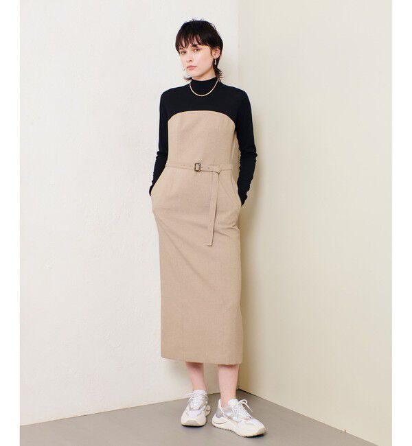 allureville「スラブオックステレコドッキングワンピース」|ワンピース|ベージュ