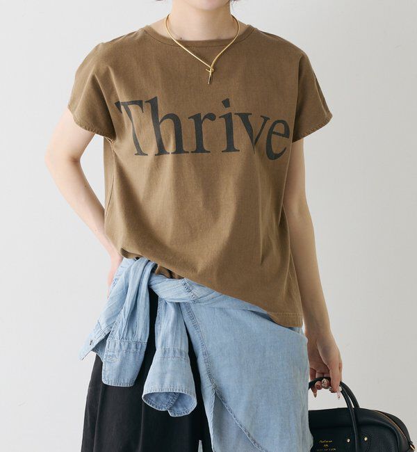  「オーガニックコットンフレンチスリーブThrive T」|Tシャツ・カットソー|モカ