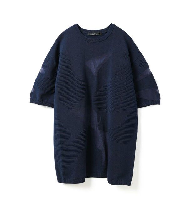 mizuiro ind「mizuiro ind シアーパターンチュニック」|ニット・セーター|ネイビー