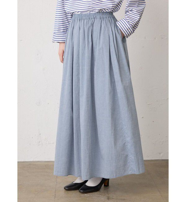 MidiUmi「MidiUmi シャンブレーギャザースカート」|スカート|