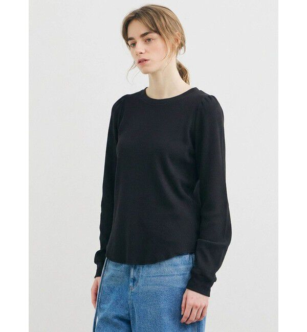 MARMARMAR「MARMARMAR パフスリーブワッフルプルオーバー」|Tシャツ・カットソー|ブラック