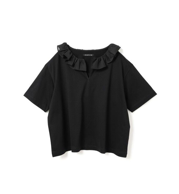 mizuiro ind「mizuiro ind フリルカラースキッパーTシャツ」|Tシャツ・カットソー|ブラック