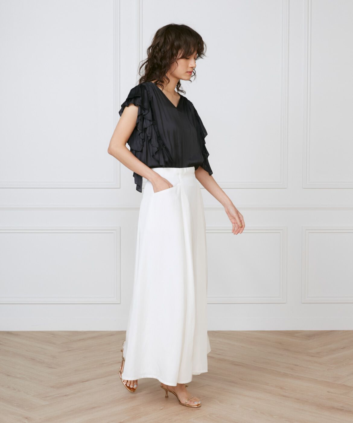 INED「《大きいサイズ》フラッタースリーブブラウス　《la veille by SUPERIOR CLOSET》」|シャツ・ブラウス|