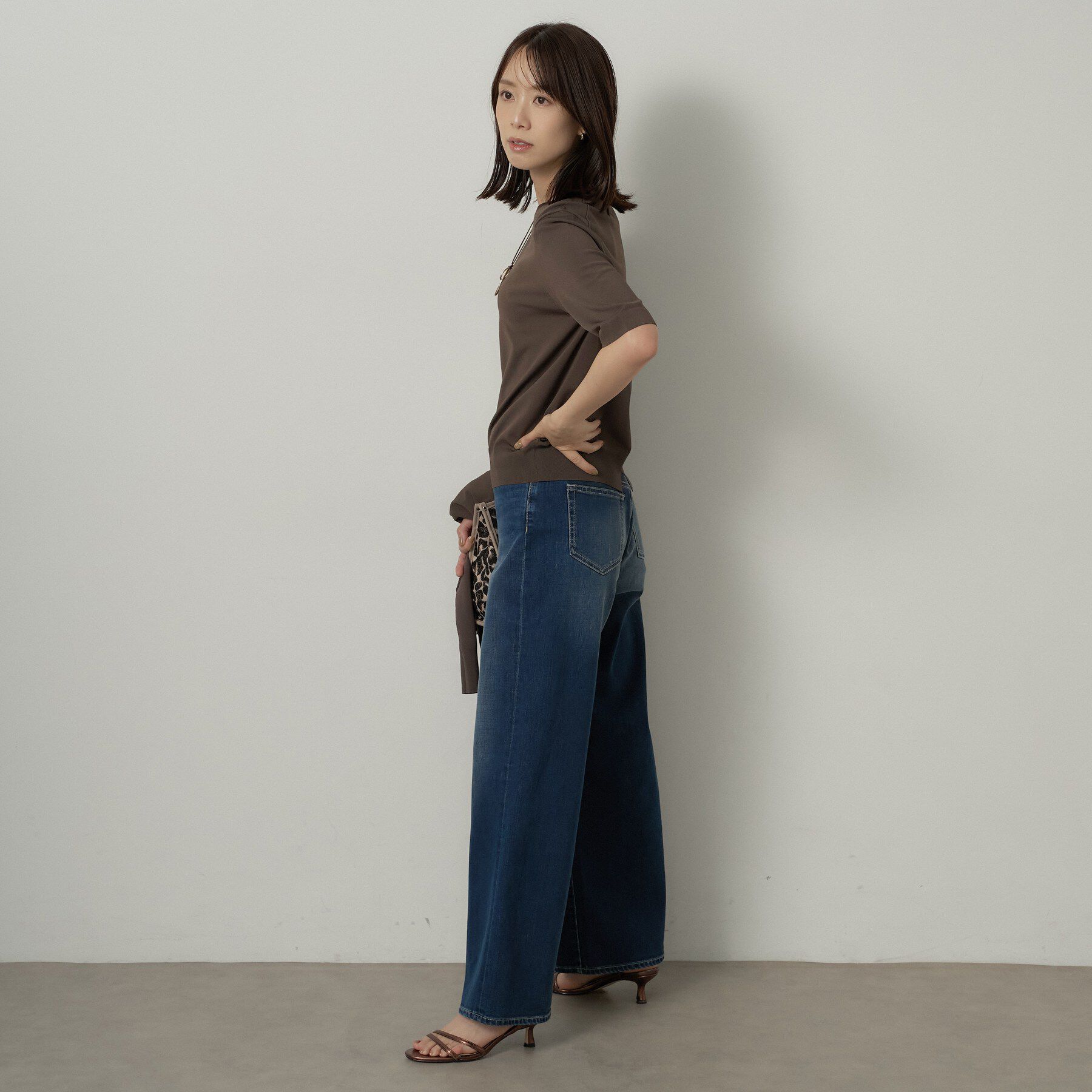 UNTITLED「【アンサンブル可/上品な清涼感】コンパクト5分袖ニット」|ニット・セーター|