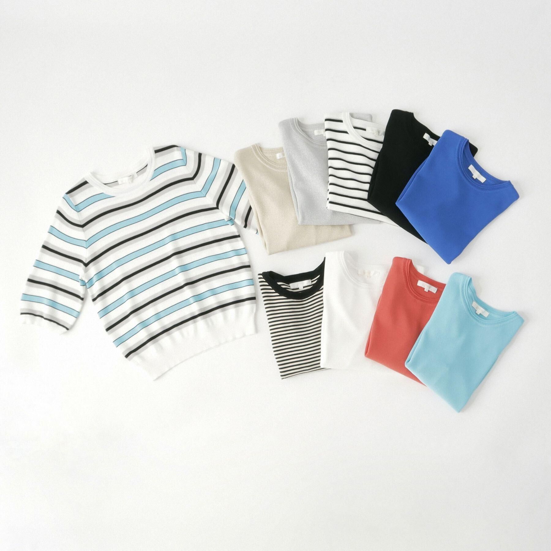 grove「【シリーズ累計36万枚/UVカット・ひんやり・洗濯機OK】やわらかドライタッチ 五分袖クルーネックニ」|ニット・セーター|
