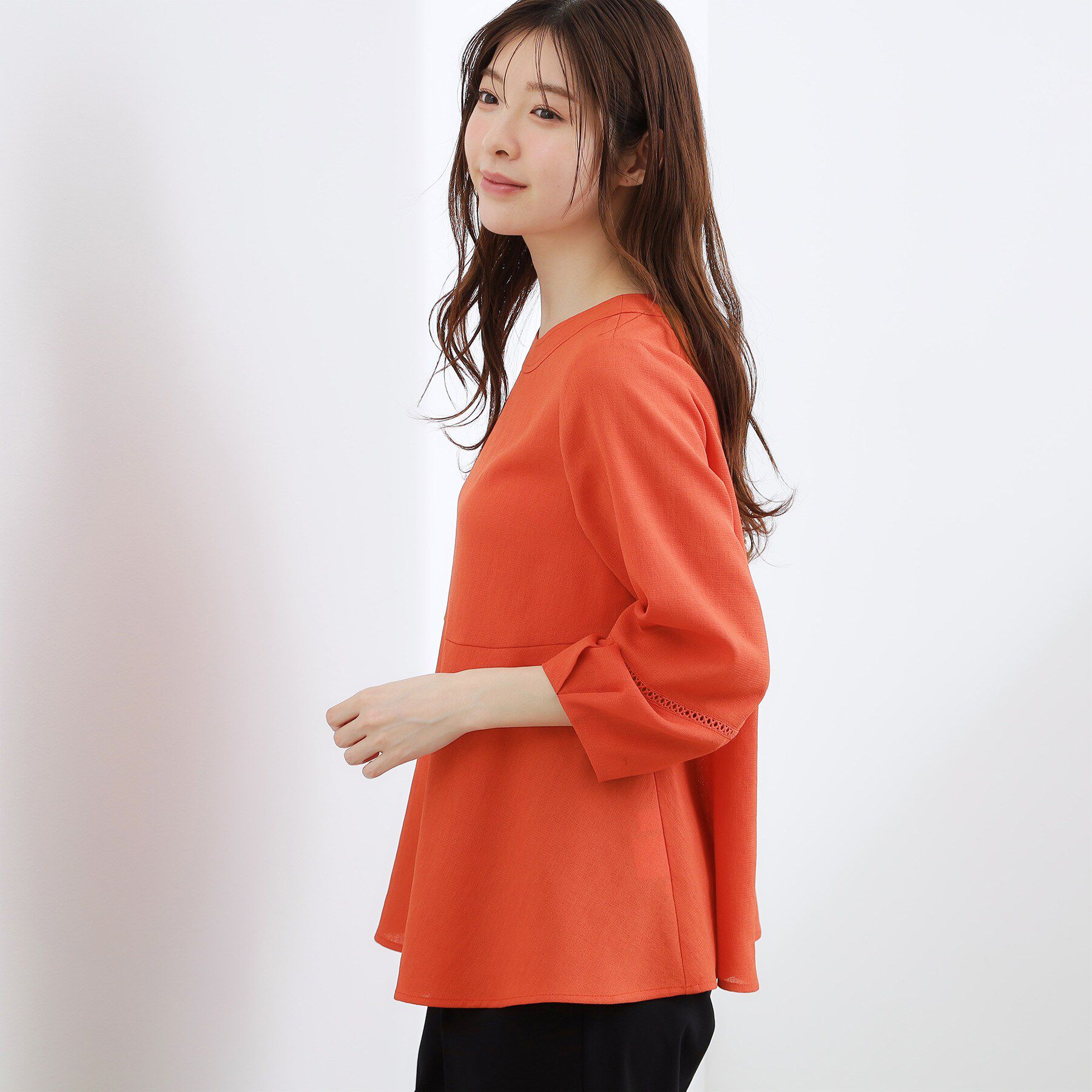 grove「【UVカット・体型カバーも叶う】麻調メッシュランタンスリーブブラウス」|シャツ・ブラウス|