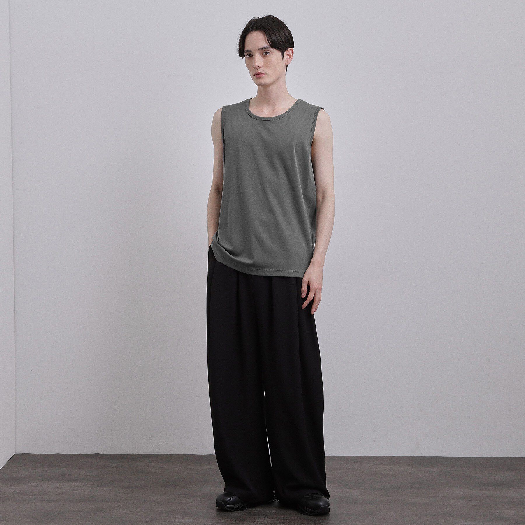 tk.TAKEO KIKUCHI「【UVカット／接触冷感】スムースシルケット ノースリーブカットソー」|Tシャツ・カットソー|