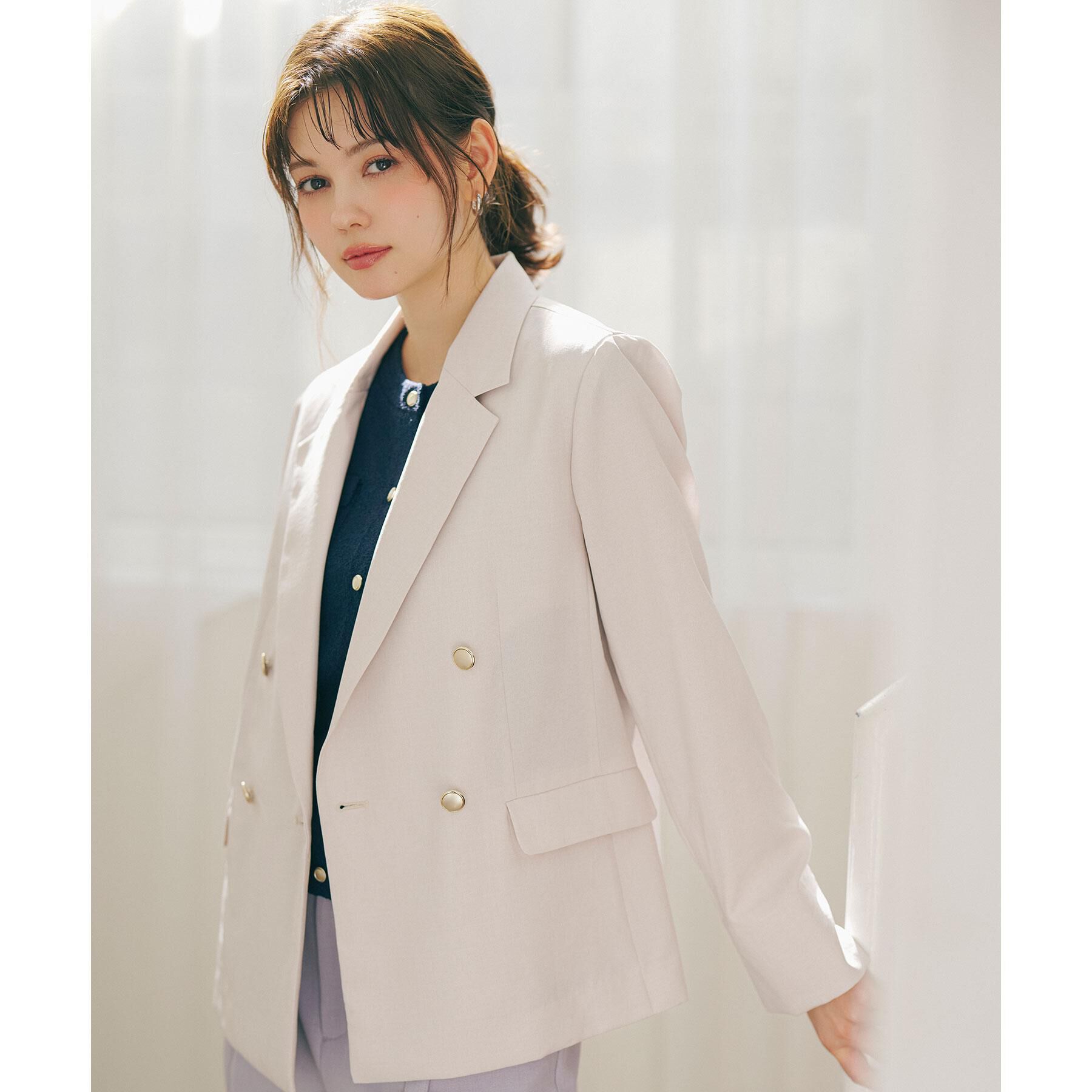 index「《再入荷》ダブルブレストテーラードジャケット【接触冷感／吸水速乾／イージーアイロン／防シワ／洗濯機O」|テーラードジャケット|
