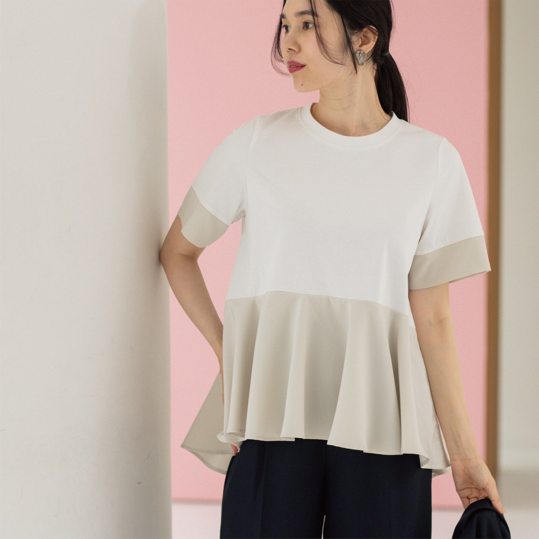 OPAQUE.CLIP「ペプラム切替ドッキングトップス」|Tシャツ・カットソー|