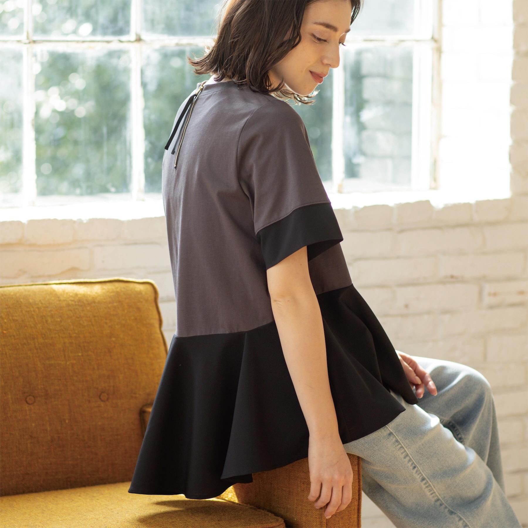 OPAQUE.CLIP「ペプラム切替ドッキングトップス」|Tシャツ・カットソー|