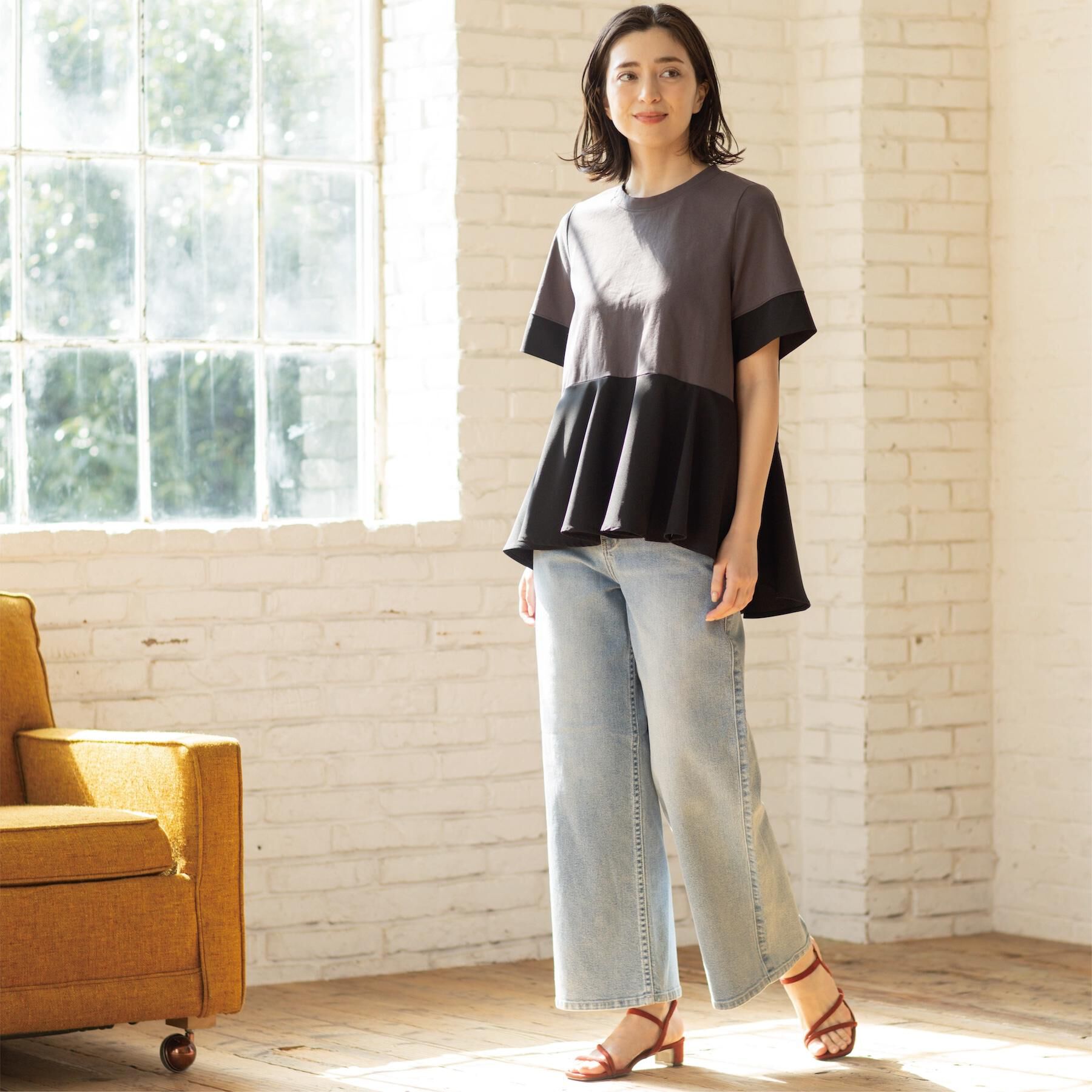 OPAQUE.CLIP「ペプラム切替ドッキングトップス」|Tシャツ・カットソー|