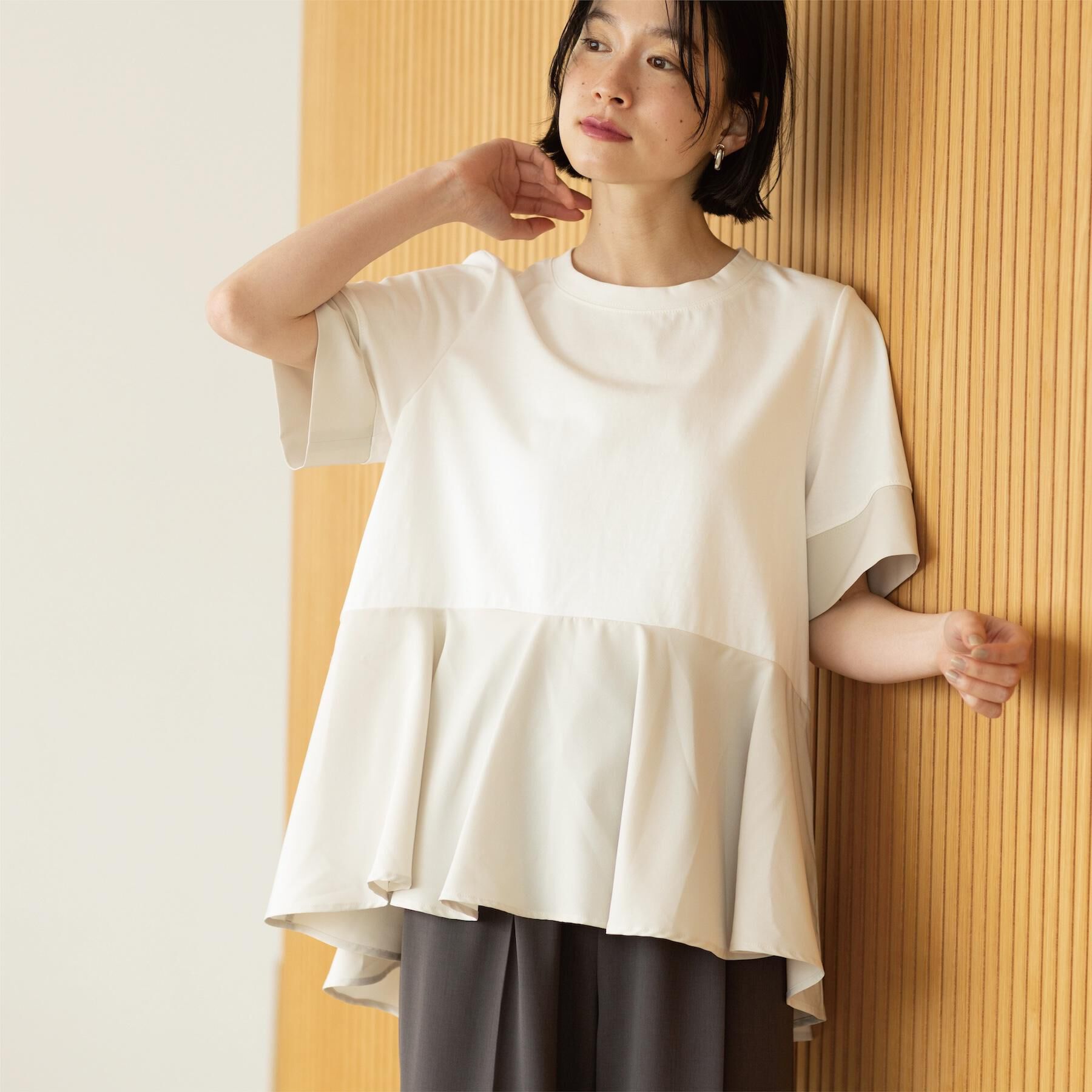 OPAQUE.CLIP「ペプラム切替ドッキングトップス」|Tシャツ・カットソー|