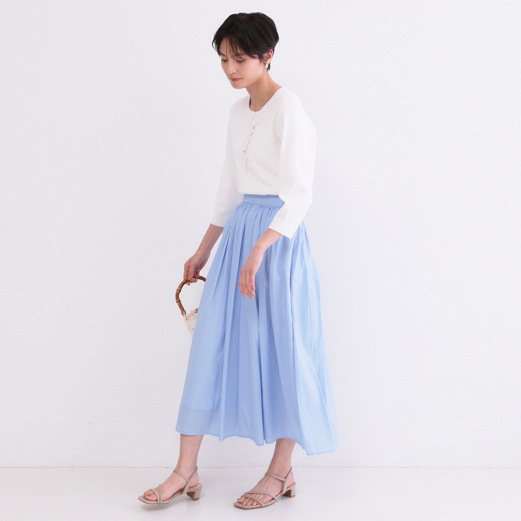 OPAQUE.CLIP「フリルヘンリーネックニット【洗濯機OK／抗ピル】」|ニット・セーター|