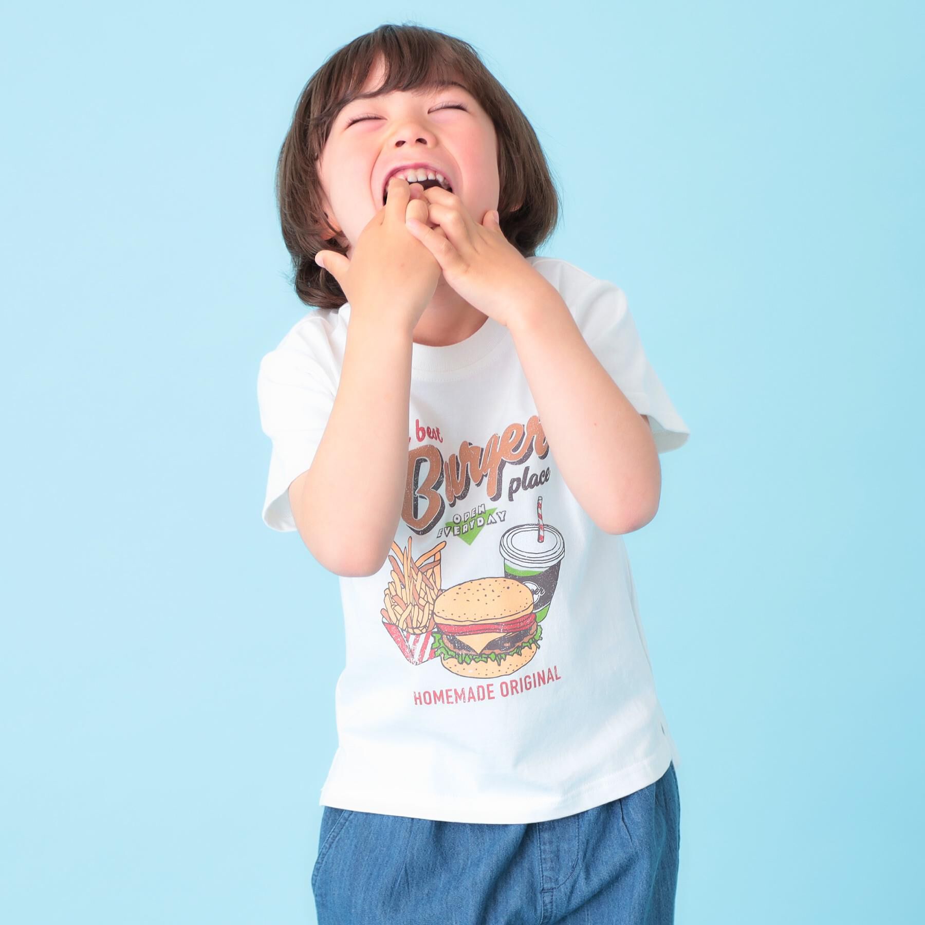 THE SHOP TK「天竺アソート アメカジプリント 半袖Tシャツ ロゴ・キャット・ハンバーガー」|Tシャツ・カットソー|