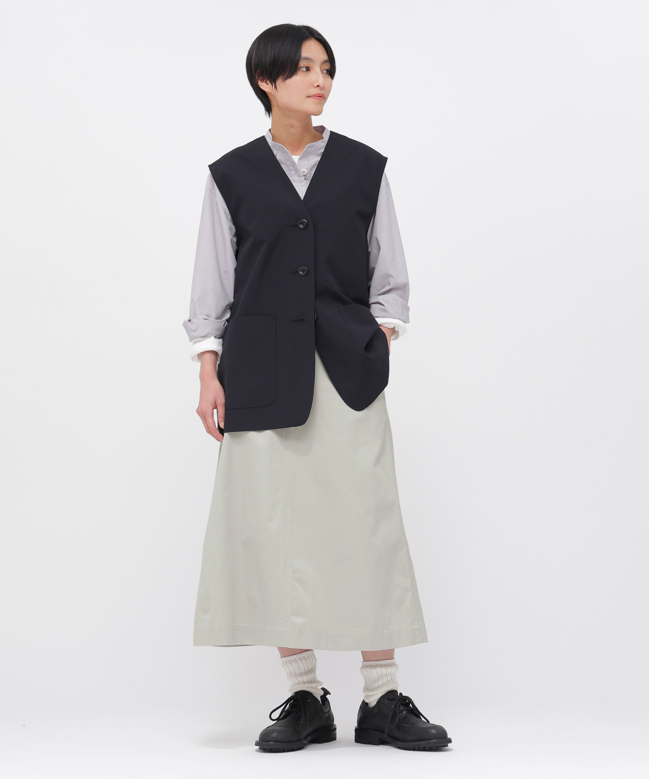 MHL.「WASHED CHINO COTTON SKIRT」|スカート|ECRU2