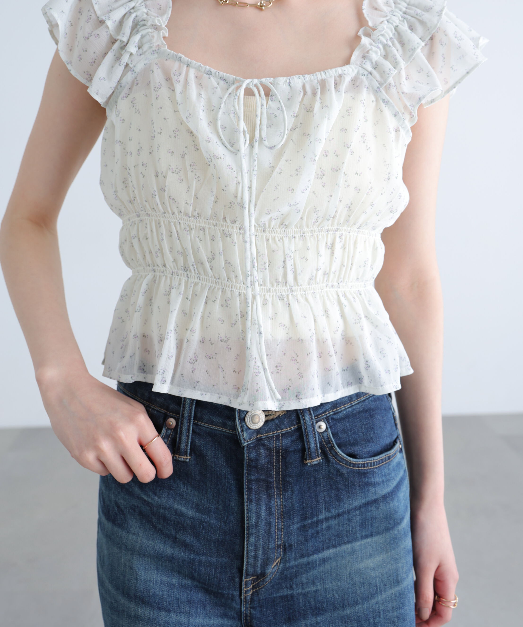  「前後2WAY肩フリルペプラムブラウス」|シャツ・ブラウス|