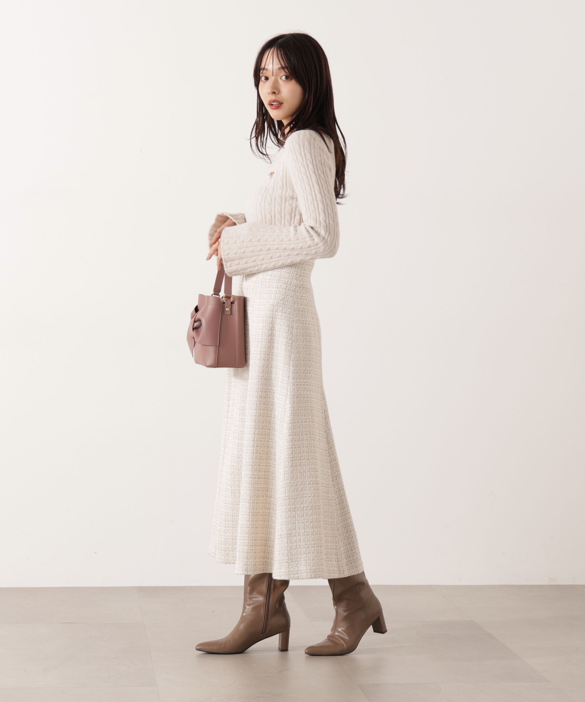 PROPORTION BODY DRESSING「チャーム付きミニケーブルニット  25AW」|ニット・セーター|