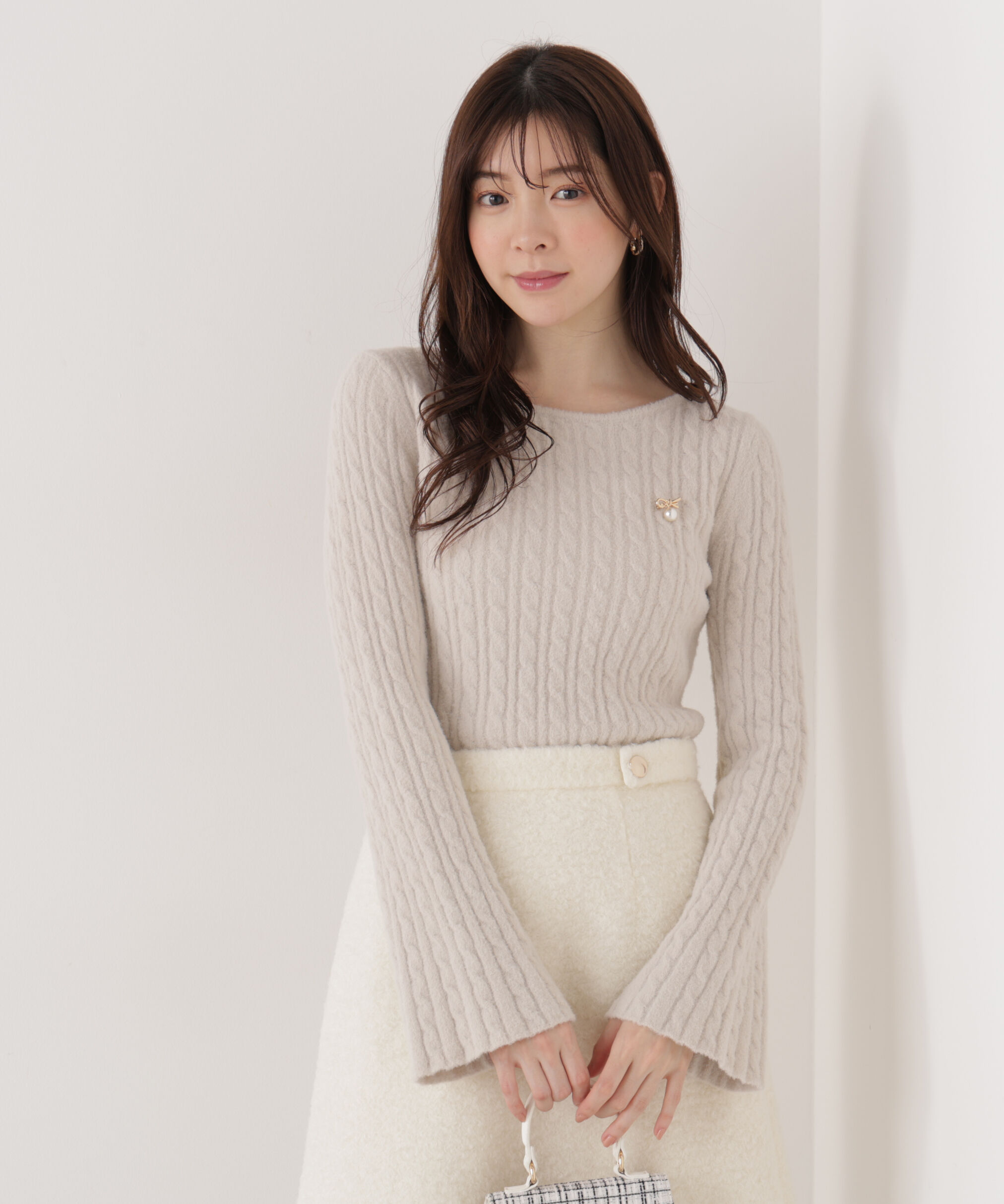 PROPORTION BODY DRESSING「チャーム付きミニケーブルニット  25AW」|ニット・セーター|