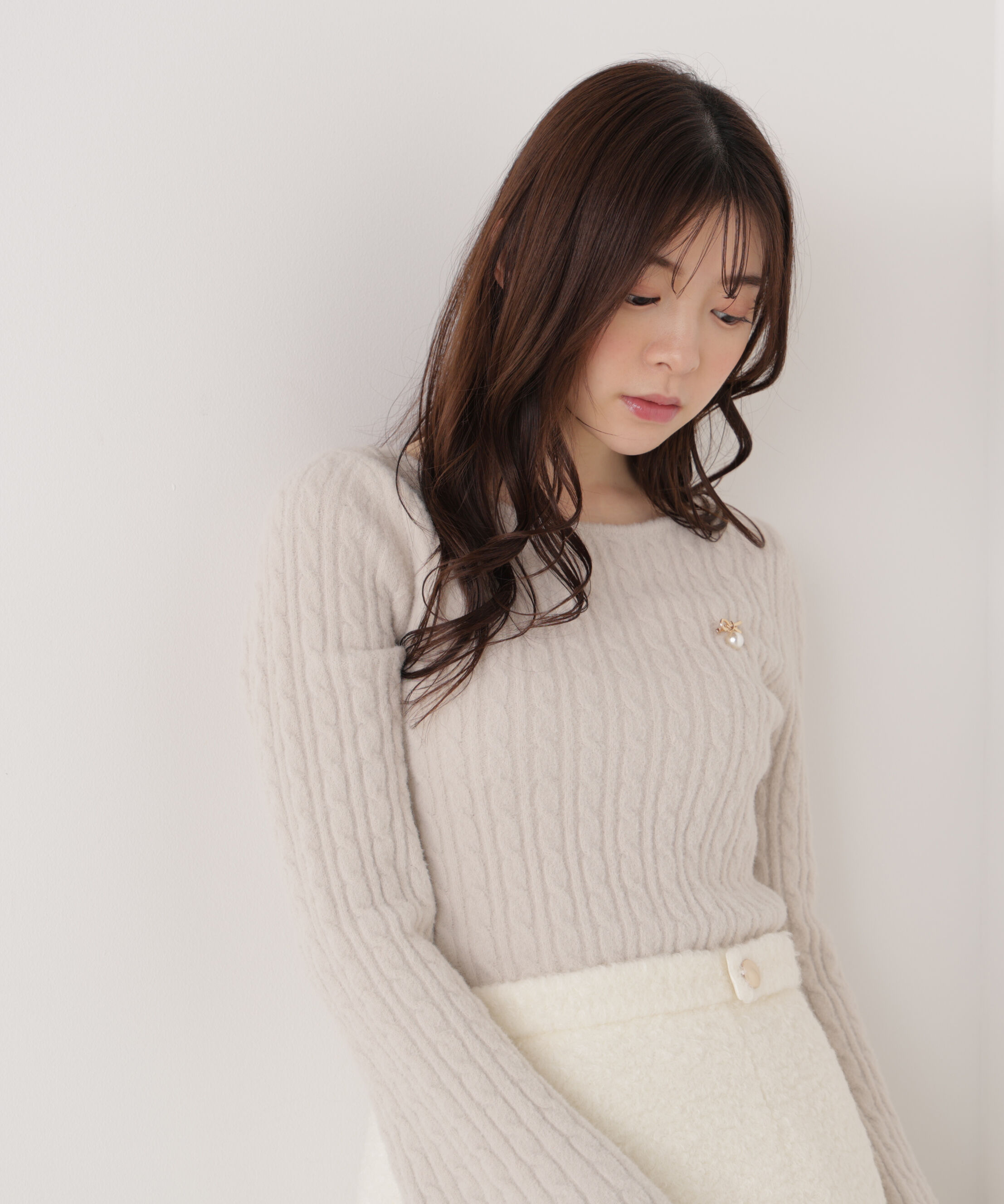 PROPORTION BODY DRESSING「チャーム付きミニケーブルニット  25AW」|ニット・セーター|
