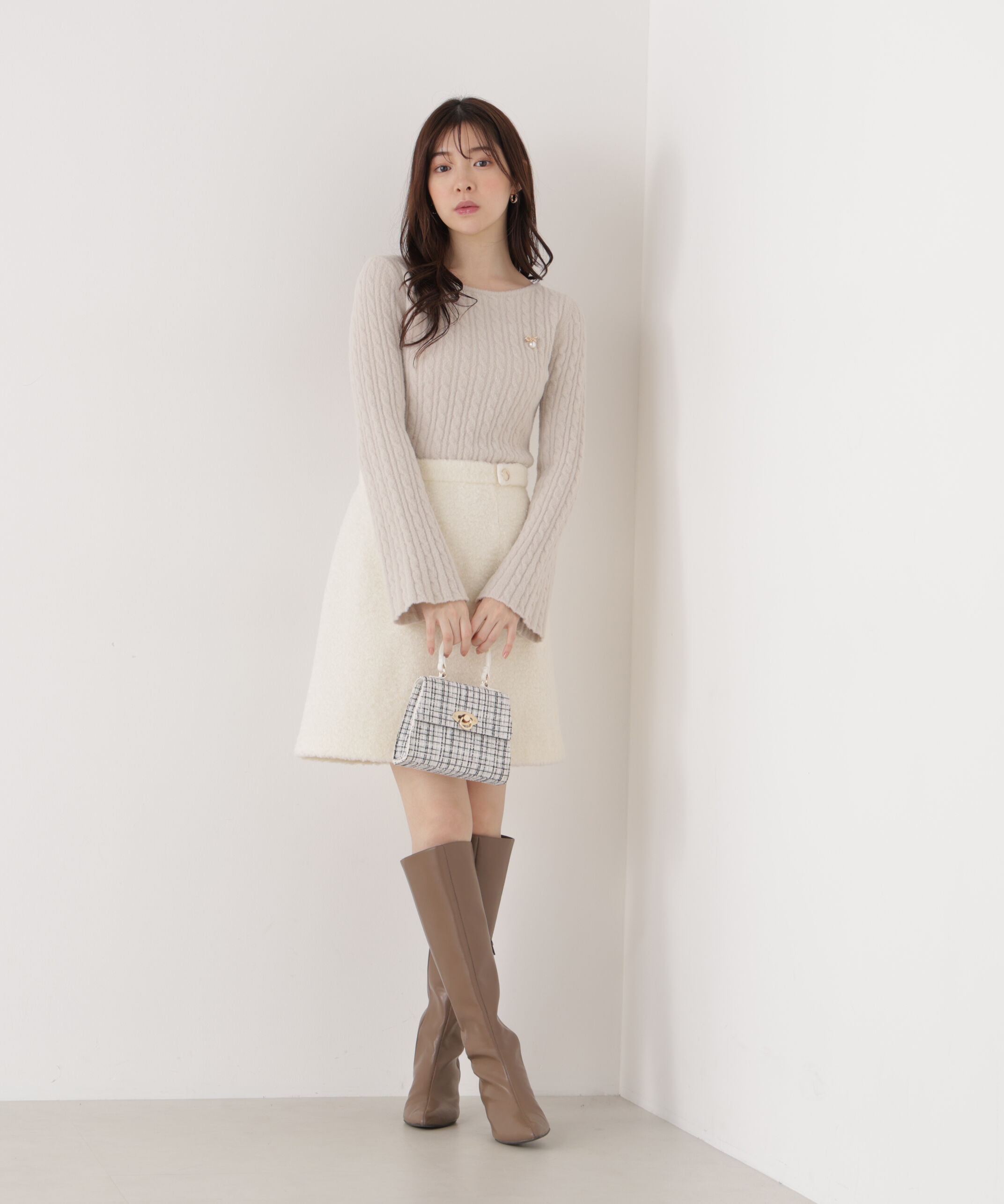 PROPORTION BODY DRESSING「チャーム付きミニケーブルニット  25AW」|ニット・セーター|