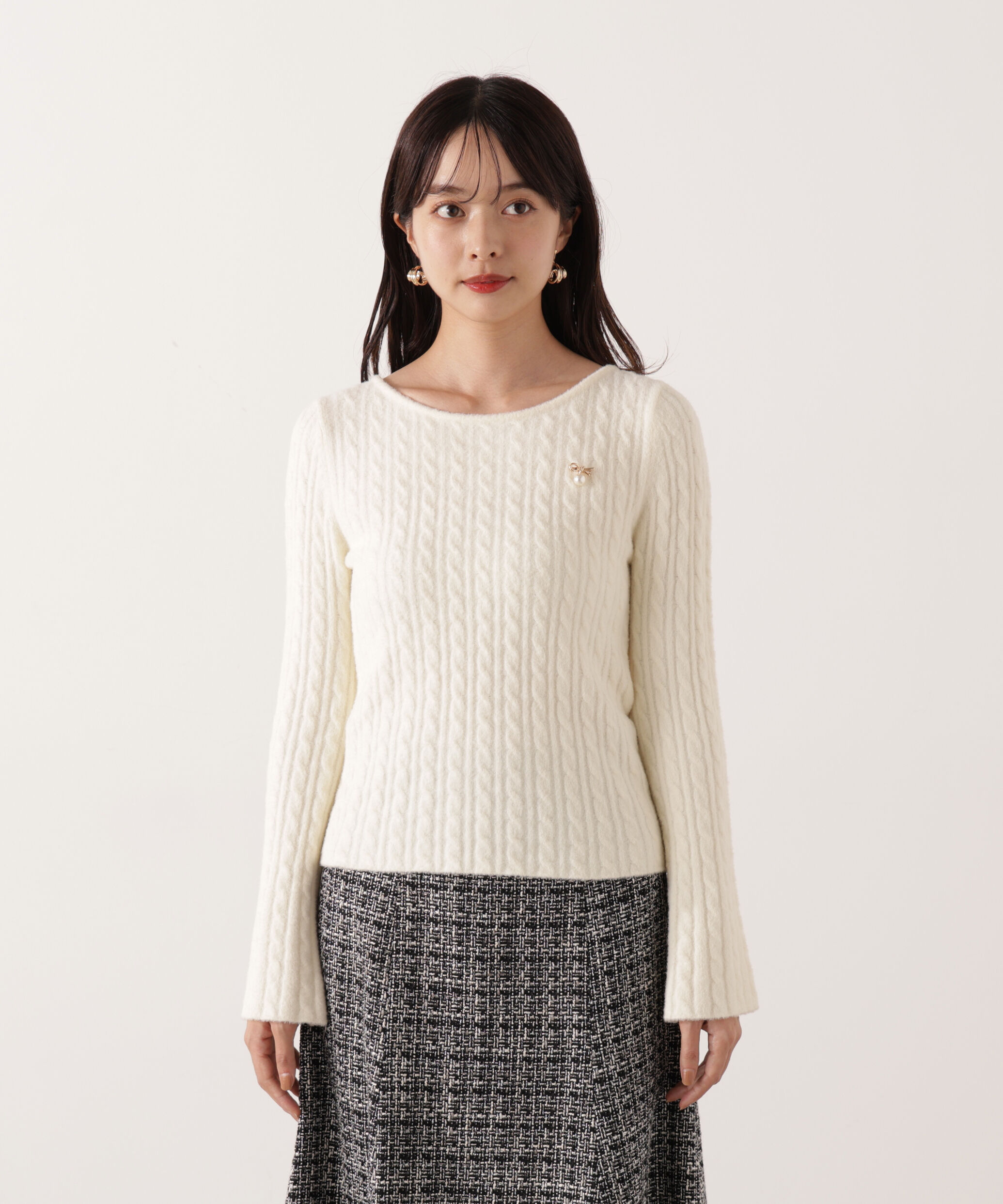 PROPORTION BODY DRESSING「チャーム付きミニケーブルニット  25AW」|ニット・セーター|