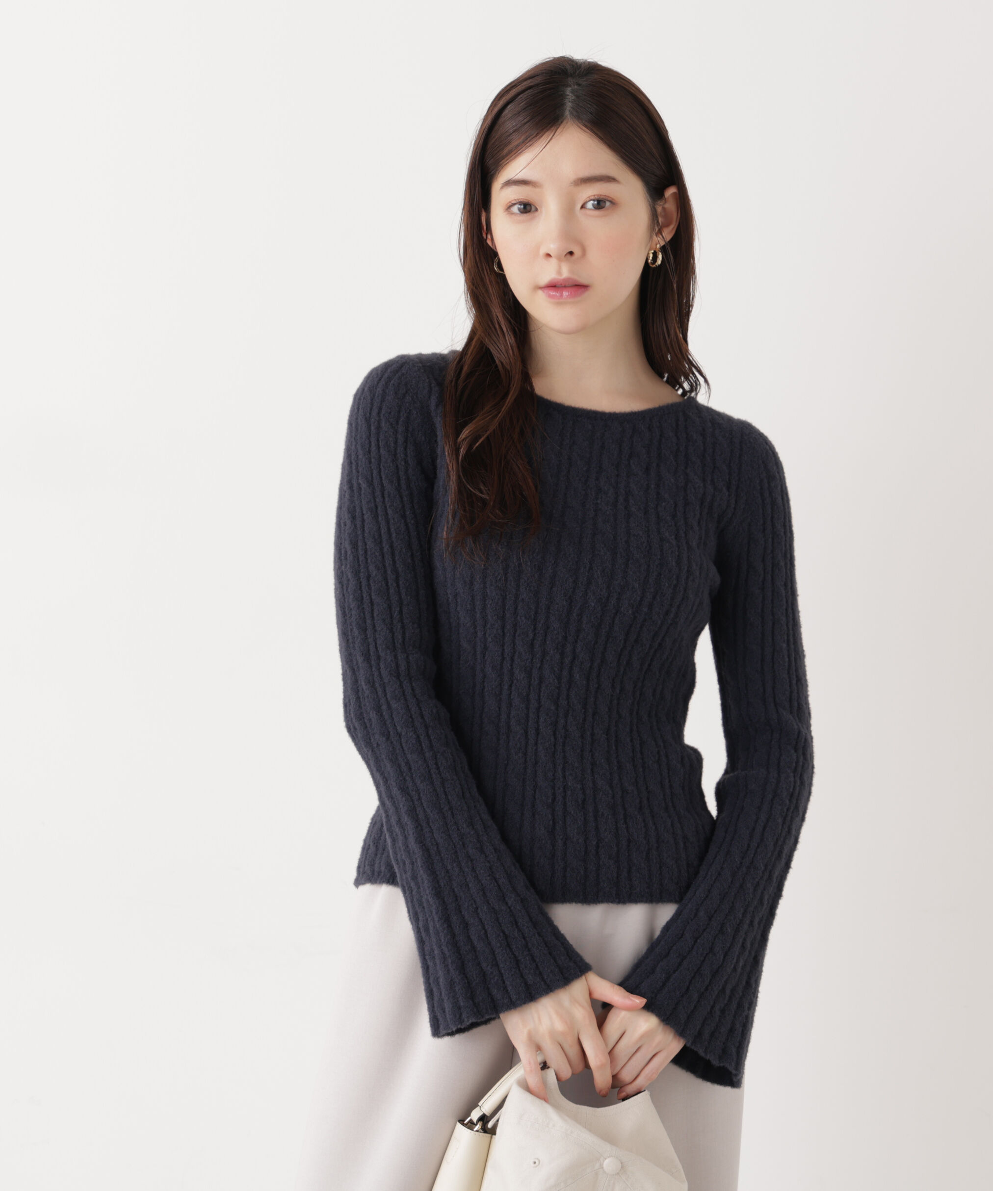 PROPORTION BODY DRESSING「チャーム付きミニケーブルニット  25AW」|ニット・セーター|