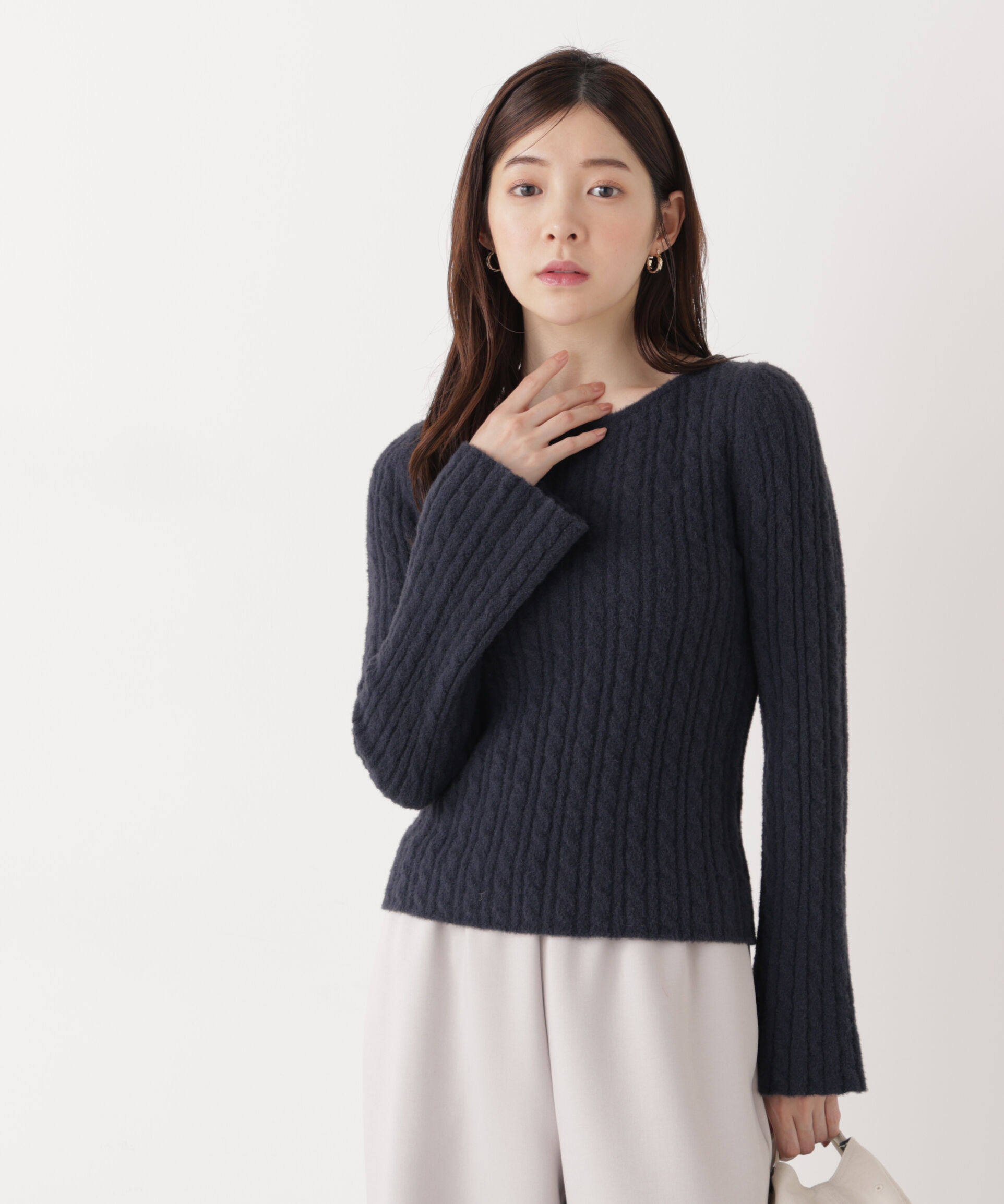 PROPORTION BODY DRESSING「チャーム付きミニケーブルニット  25AW」|ニット・セーター|