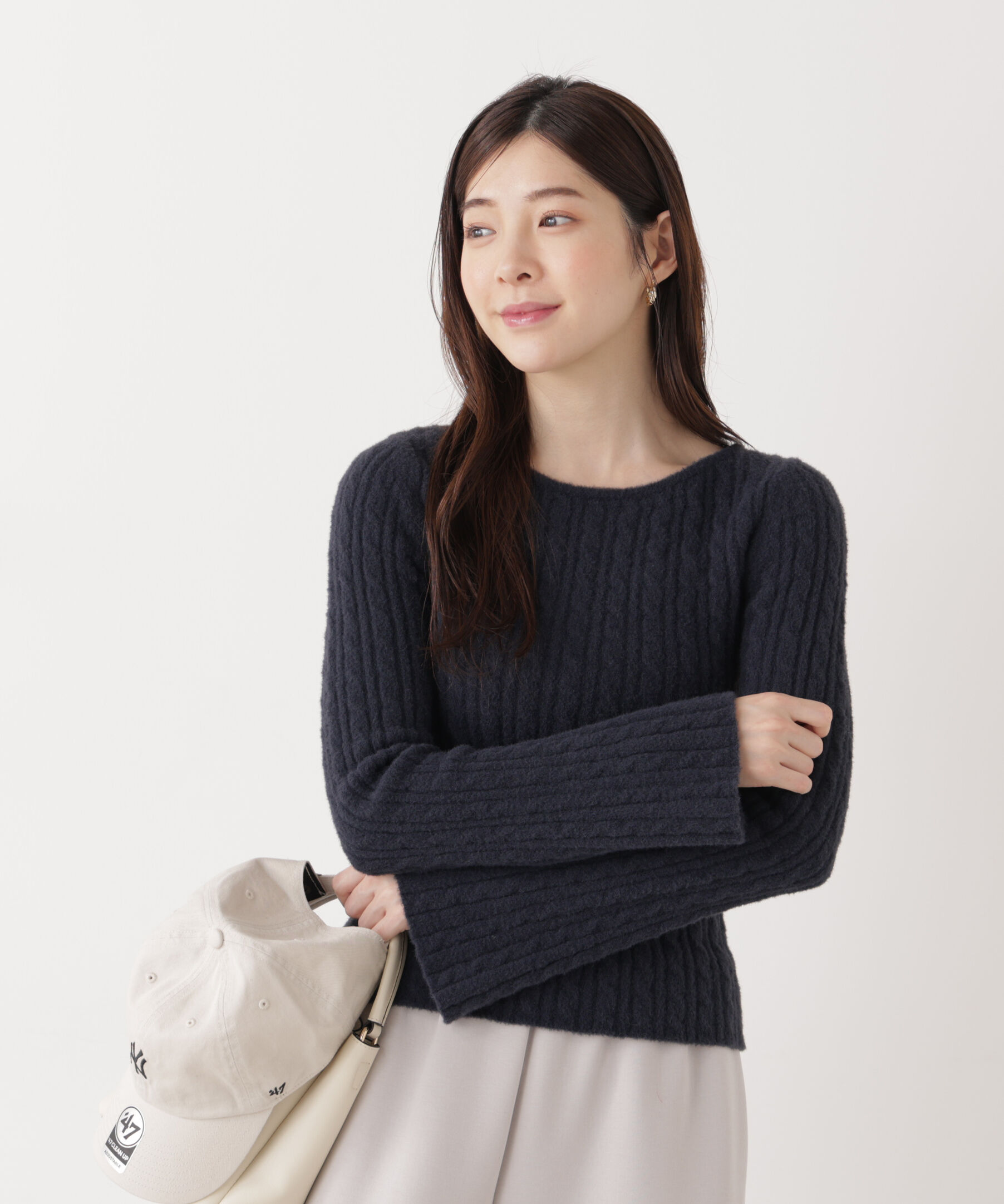 PROPORTION BODY DRESSING「チャーム付きミニケーブルニット  25AW」|ニット・セーター|