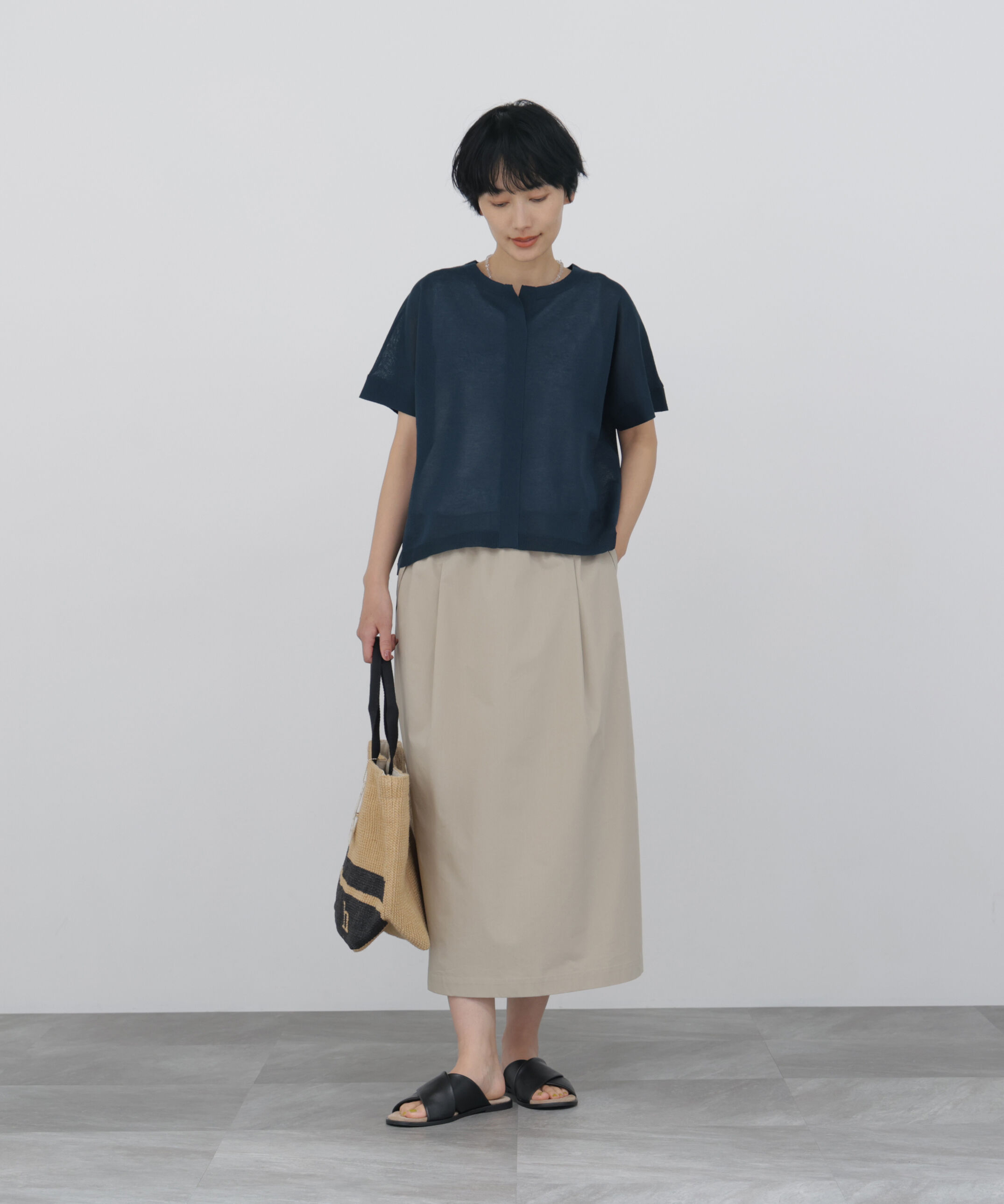  「◆≪名品 / 洗える≫ シアーハイゲージキーネックプルオーバー」|ニット・セーター|