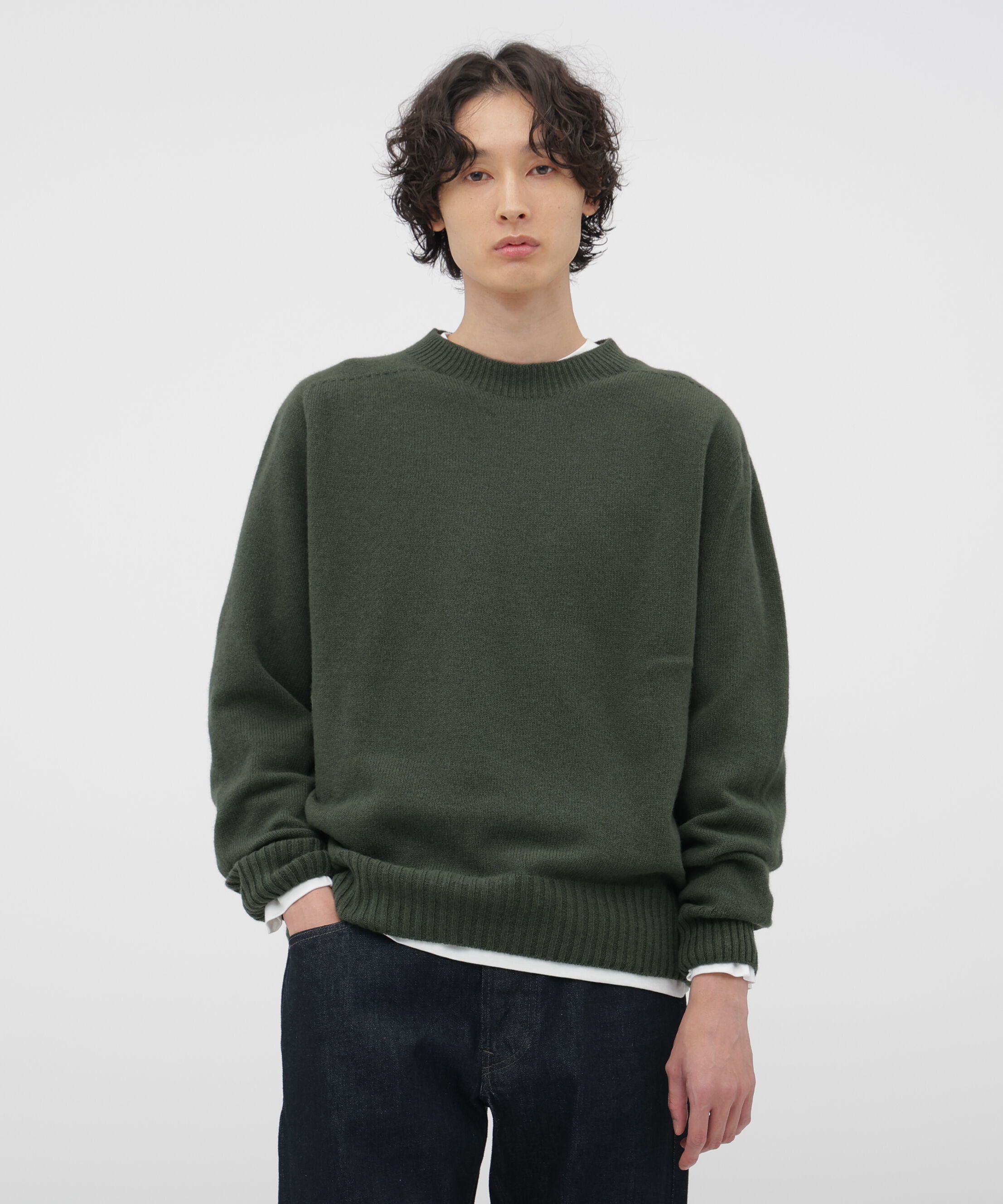 MARGARET HOWELL「SOFT MERINO KNITWEAR」|ニット・セーター|OLIVE1