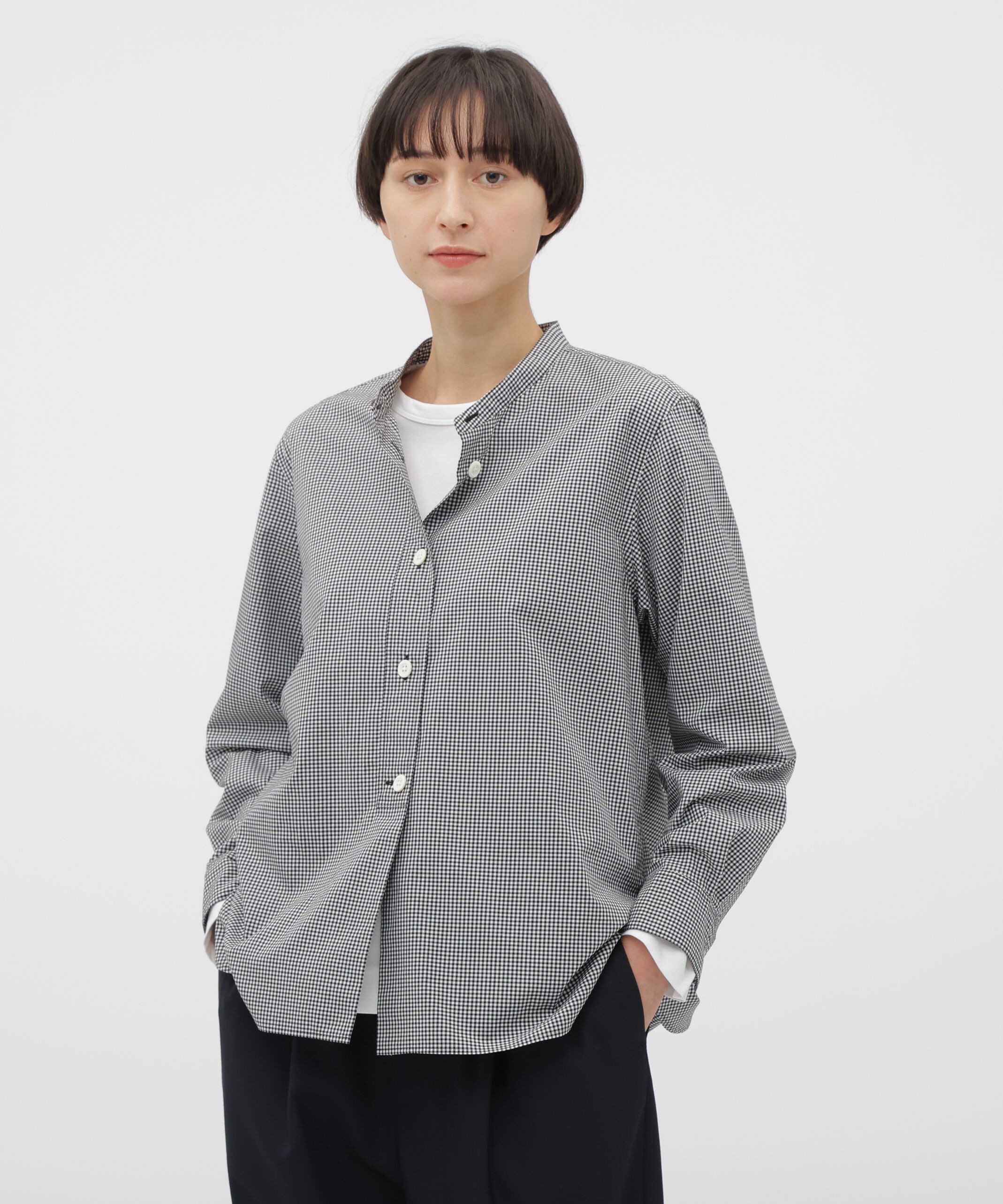  「COTTON CHECK SHIRT」|シャツ・ブラウス|BLACK