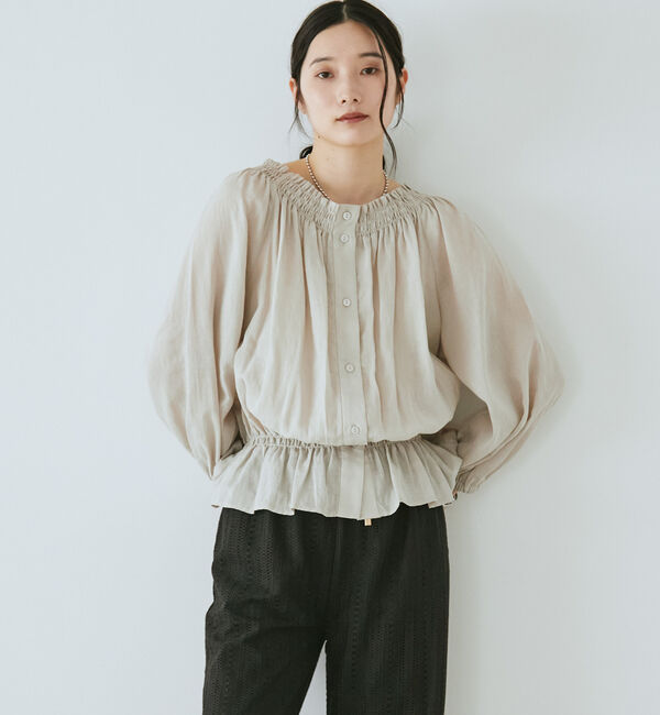 Doux archives「ラミー２ＷＡＹオフショルブラウス」|シャツ・ブラウス|GREIGE
