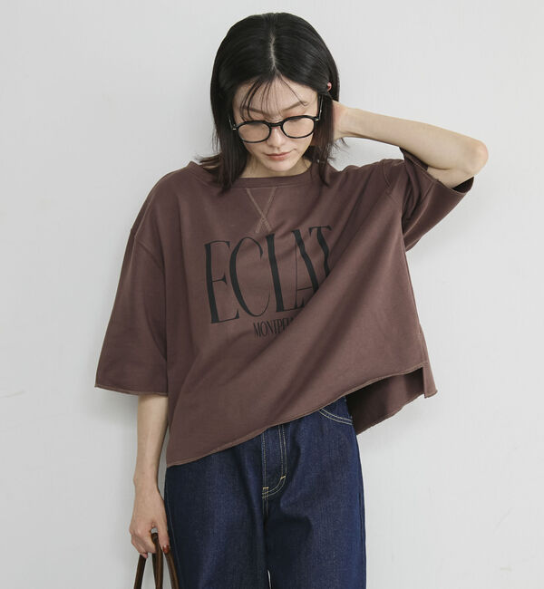 Doux archives「ＥＣＬＡＴミニ裏毛ハーフスリーブプルオーバー」|Tシャツ・カットソー|BROWN