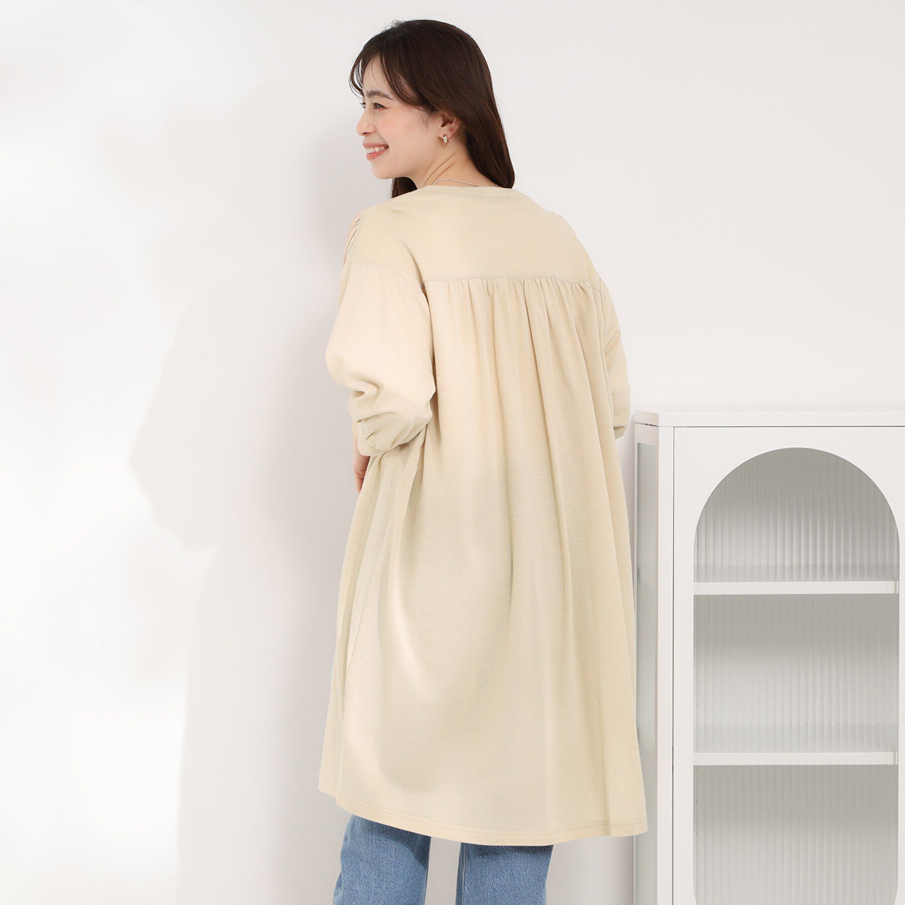SHOO･LA･RUE「【洗濯機可/S-LL】1枚でも羽織でも キーネックシャツワンピース」|ワンピース|