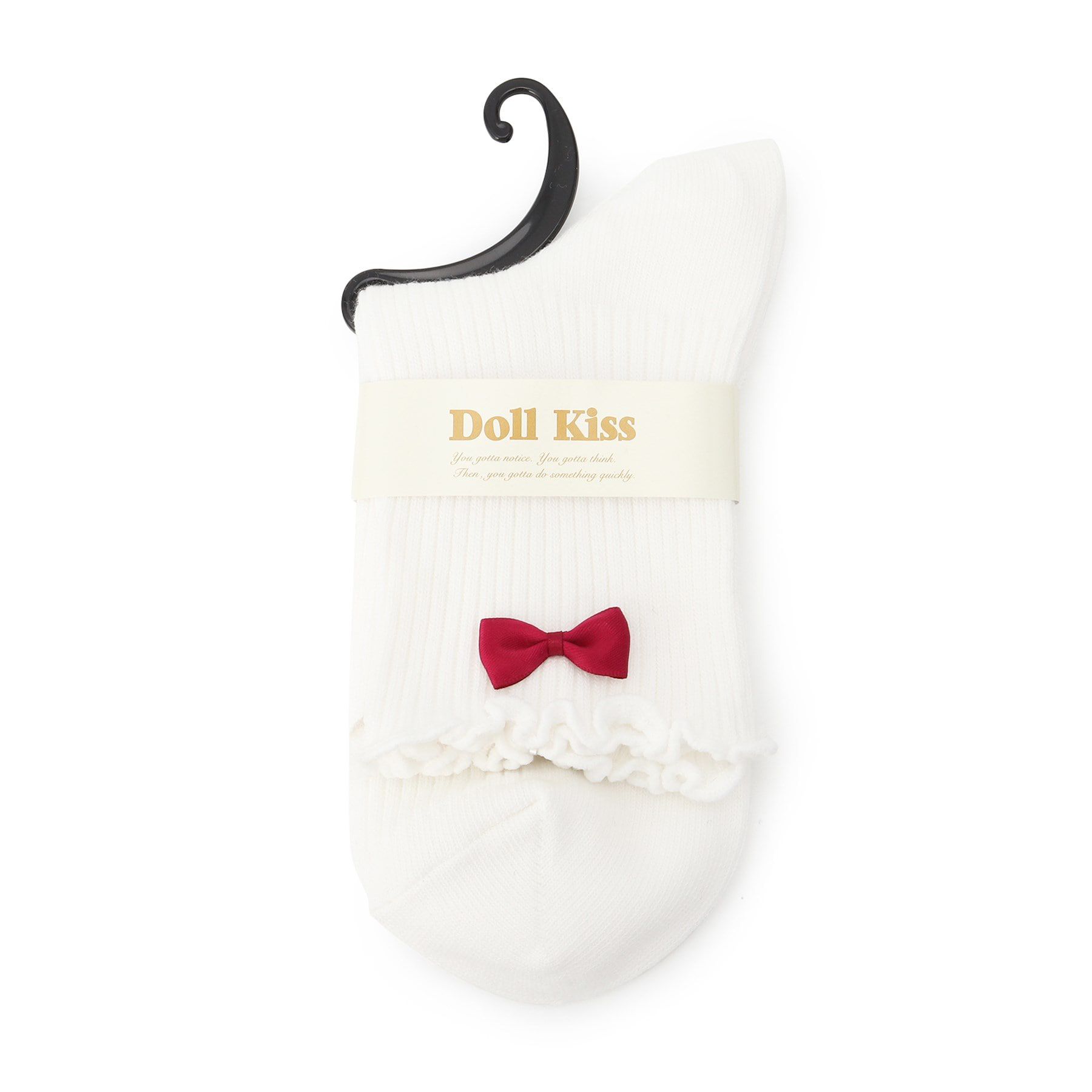Doll Kiss「リボン付きメローリブクルーソックス　靴下」|ソックス|
