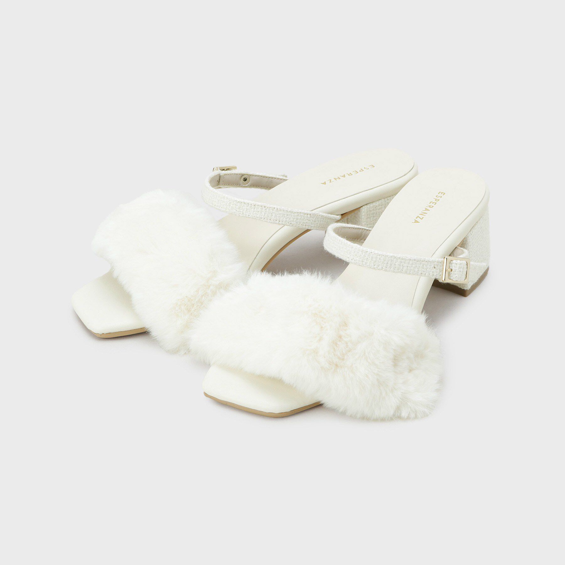 ESPERANZA「【Fur Collection】フェイクファー付き2WAYミュールサンダル」|サンダル|