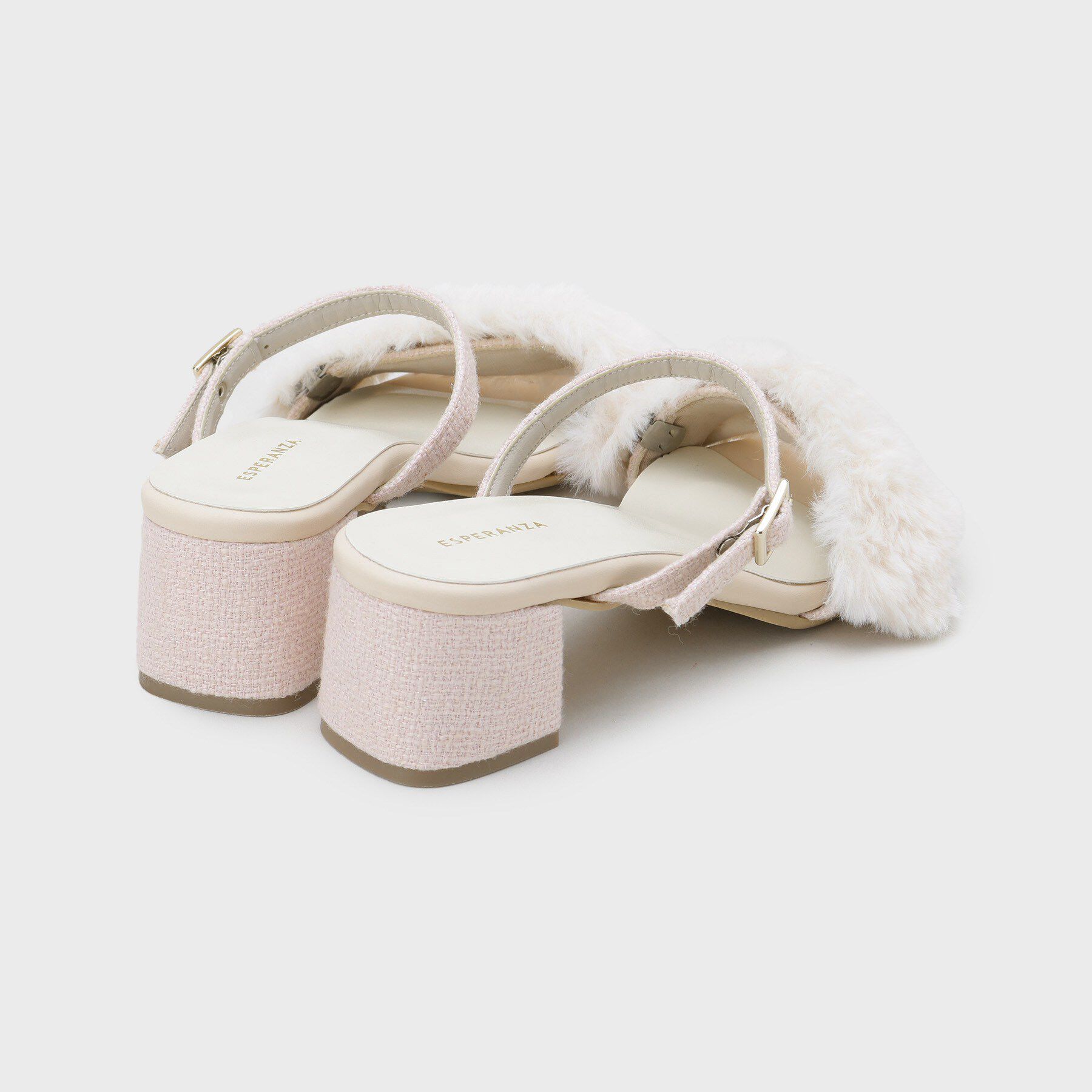 ESPERANZA「【Fur Collection】フェイクファー付き2WAYミュールサンダル」|サンダル|
