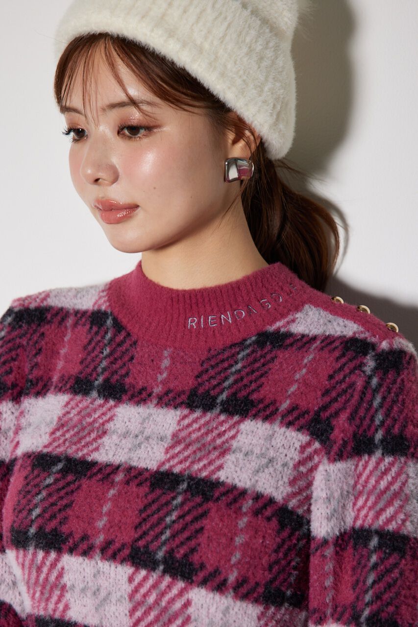 rienda「タータンチェックタイトニットワンピース」|ワンピース|