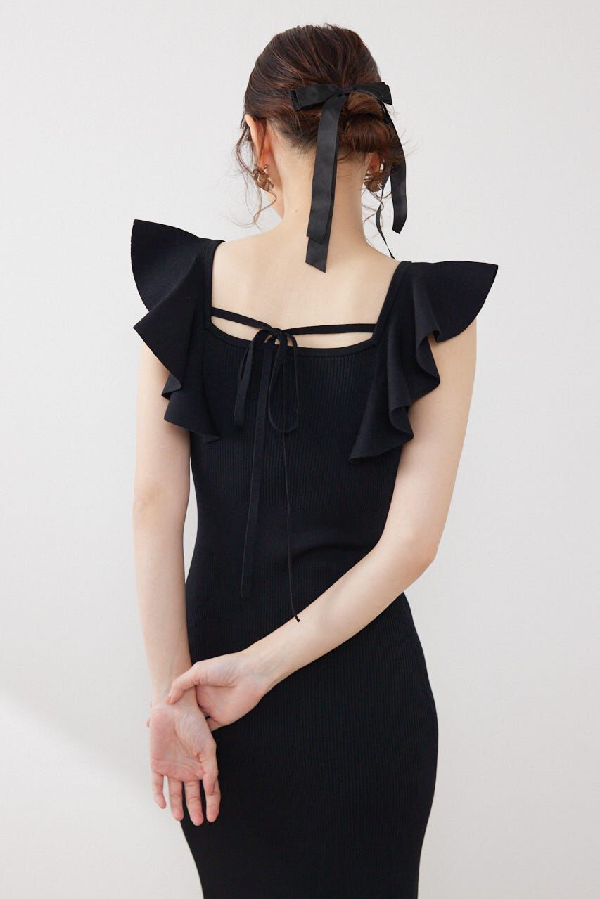 rienda「ショルダーフリルタイトニットワンピース」|ワンピース|