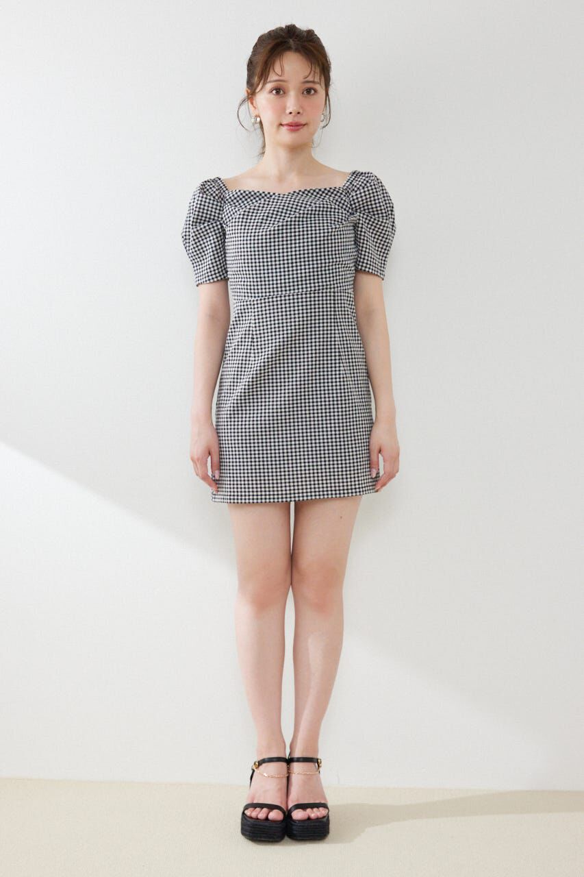 rienda「フロントカシュクール2WAYパフスリーブミニワンピース」|ワンピース|