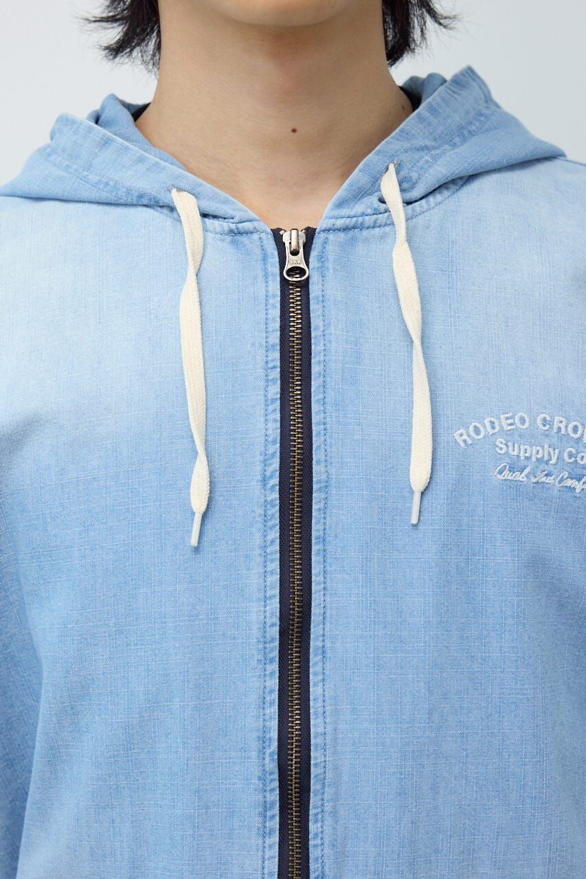 RODEO CROWNS「シャンブレーハーフスリーブZIPパーカー」|Tシャツ・カットソー|