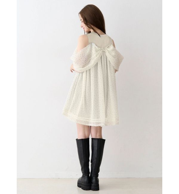 CALNAMUR「シフォンオフショルミニワンピース」|ワンピース|