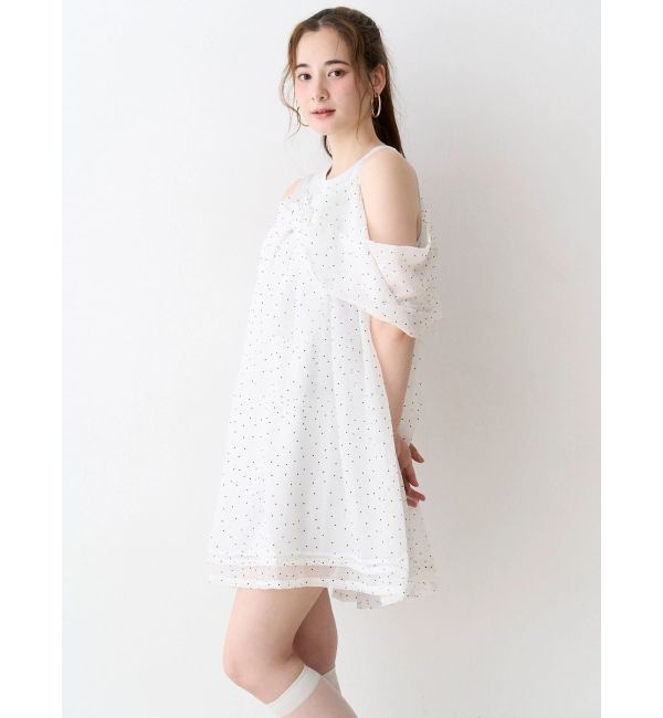 CALNAMUR「シフォンオフショルミニワンピース」|ワンピース|