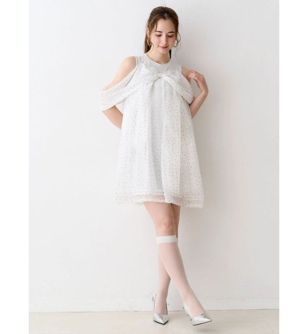 CALNAMUR「シフォンオフショルミニワンピース」|ワンピース|