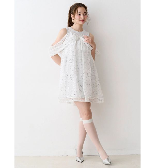 CALNAMUR「シフォンオフショルミニワンピース」|ワンピース|