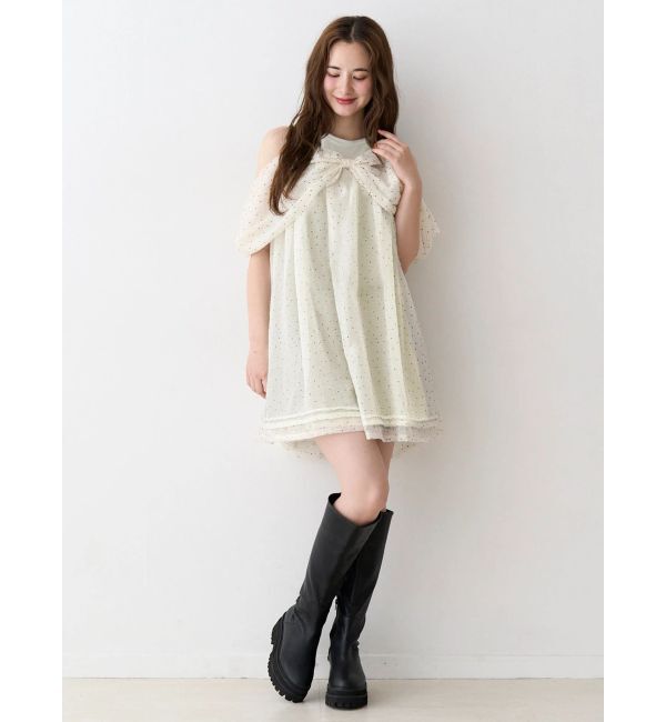 CALNAMUR「シフォンオフショルミニワンピース」|ワンピース|