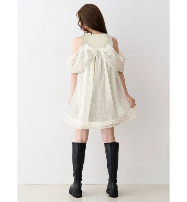 CALNAMUR「シフォンオフショルミニワンピース」|ワンピース|